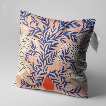 Ethnic Cushion Cover Double Cheetahs In Blue Leaves, 3 of 7