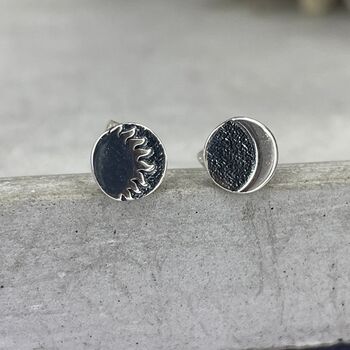 925 Sterling Silver Night And Day Studs, 2 of 10