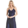 British Made Navy Blue Long Satin Nightdress With Deep Lace Detail Ladies Size 8 To 28 UK, thumbnail 1 of 4