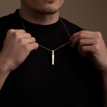 Personalised 18 K Gold Bar Pendant Chain For Men And Women, 3 of 12