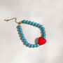 Turquoise Bead And Red Heart Bracelet, thumbnail 3 of 7