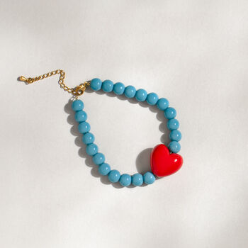 Turquoise Bead And Red Heart Bracelet, 3 of 7