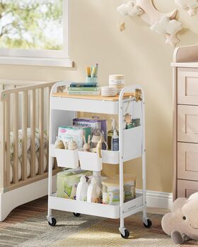 Three Tier Rolling Storage Cart Utility Trolley, 3 of 6