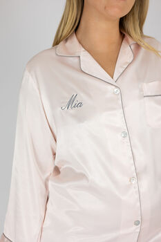 Personalised Embroidered Pink Silky Satin Nightshirt, 5 of 5