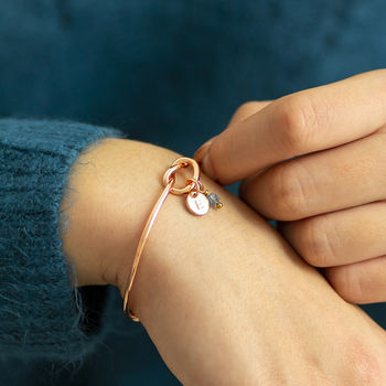 Rose Gold Plated Friendship Knot Bangle, 8 of 12