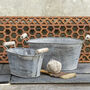 Oval Zinc Planter With Wooden Handles Set Of Two, thumbnail 3 of 5