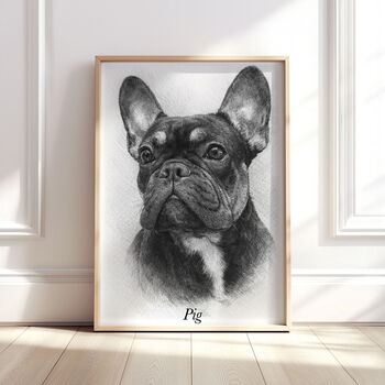 Personalised Black And White Pencil Sketch Pet Portrait, 7 of 12