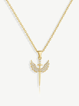 Women’s Sparkling Sword With Wings Pendant Necklace, Jewellery Gift For Her, 3 of 5