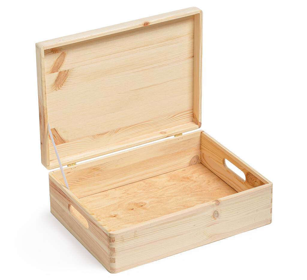 Medium Wooden Storage Box With Lid Safe Place By Prestige Wicker