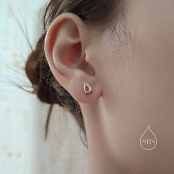 Sterling Silver Aurora Ab Cz Droplet Stud Earrings, 3 of 11