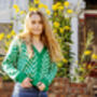 Bright Green Zig Zag Print Cardigan, thumbnail 11 of 11