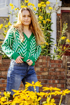 Bright Green Zig Zag Print Cardigan, 11 of 11