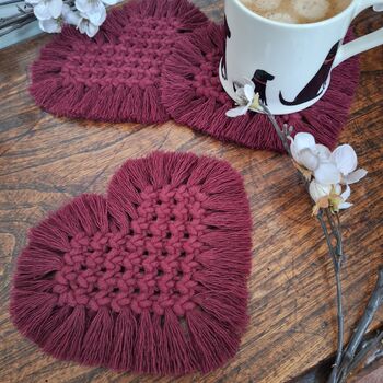 Heart Drink Macrame Coaster Set, 6 of 7