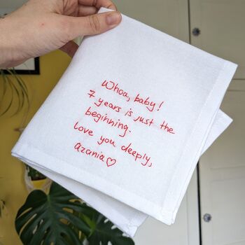 Handwritten Message Second Anniversary Cotton Hanky, 3 of 10
