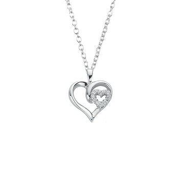 Double Heart Silver Pendant Necklace, 2 of 4