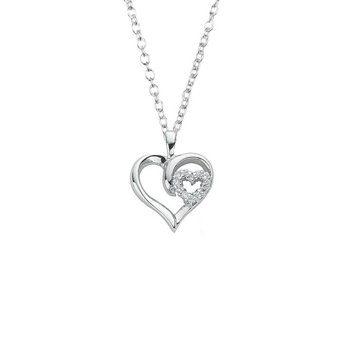Double Heart Silver Pendant Necklace By Katherine Swaine