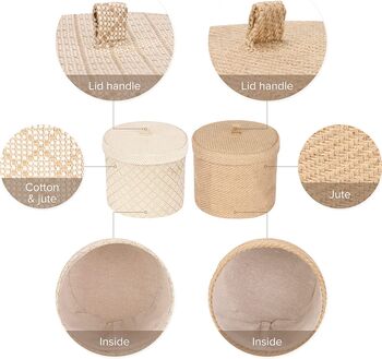Set Two Round Jute And Cotton Linen Storage Baskets, 6 of 7