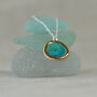 Emerald Turquoise Lagoon Oval Sterling Silver Pendant, thumbnail 5 of 5