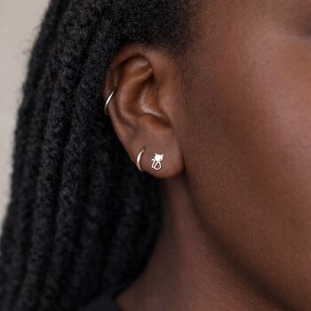 Sterling Silver Sitting Cat Stud Earrings – 8mm, 2 of 9