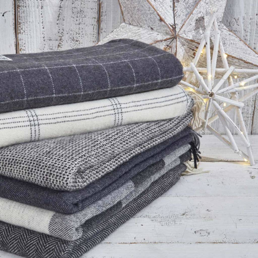 cashmere and alpaca throw collection grey and off white by tolly mcrae