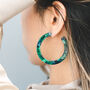 Dark Green Tortoise Shell Large Hoop Earrings, thumbnail 1 of 4