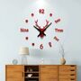 Stag Antlers 3D Wall Clock,Black,Gold,Silver,Red, thumbnail 4 of 4