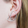 Semi Circle Solid Silver Stud Hoop Drop Earrings, thumbnail 1 of 3