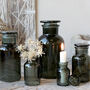 Set Of Five Green Glass Apothecary Jars, thumbnail 1 of 7