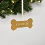 Gold Pet Dog Bone Personalised Christmas Decoration, thumbnail 4 of 6