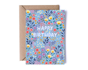 Floral Birthday Card For Women, Light Blue Flowers, For Her, 3 of 5