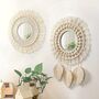 Two Pieces Hanging Wall Mirror With Macrame Fringe, thumbnail 5 of 7