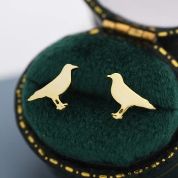 Crow Bird Stud Earrings In Sterling Silver, 4 of 11