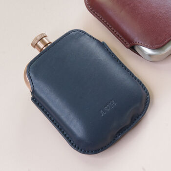 Copper Hip Flask With Vintage Leather Sleeve, 3 of 12