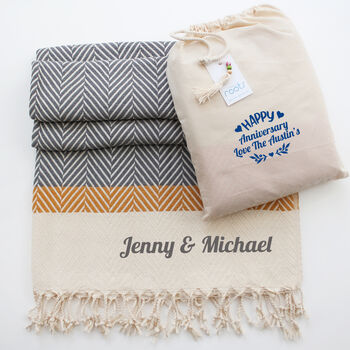 Herringbone Handloomed Soft Throw, Personalised Gift, 11 of 12