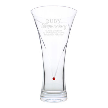 Personalised Ruby Anniversary Swarovski Heart Vase, 3 of 3