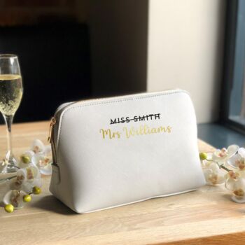 Personalised Miss To Mrs Faux Leather Washbag, 2 of 3