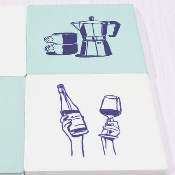 Wine, Cheese And Coffee Ceramic Coasters, 4 of 5