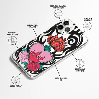 Tribal Tattoo Heart Phone Case For iPhone, 2 of 10