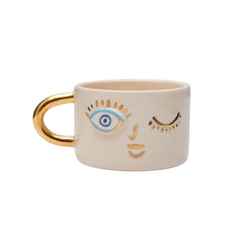 Winking Face Mug With Gold Plated Handle, 2 of 2