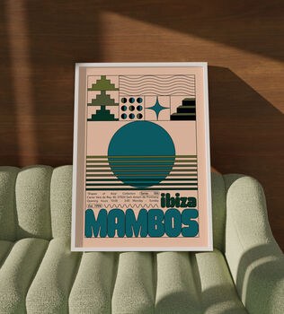 Mambos Ibiza Club Print | Poster | Wall Art | Geometric | Dj | Clubbing | Patterned | Bauhaus | Print | House Music, 6 of 8