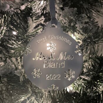 Mr And Mrs Personalised First Christmas Bauble, 10 of 10
