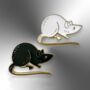 Two Piece Black And White Rat Mouse Enamel Pin Brooch Set, Lapel Badge Gift For Animal Lovers And Rat Owners, thumbnail 3 of 8