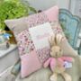 Ditsy Pink Patchwork Name Cushion, thumbnail 1 of 9