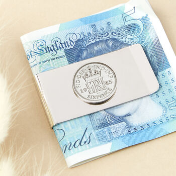 Sixpence 1945 80th Birthday Coin Money Clip, 2 of 9