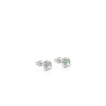 Birthstone Stud Earrings March: Aqua And Silver, 2 of 4