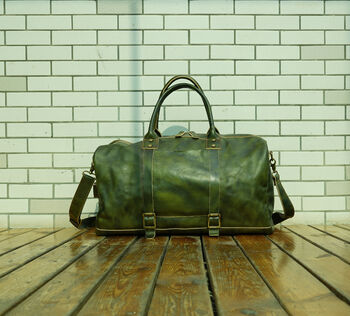 Genuine Leather Holdall With Straps Detail, 3 of 12