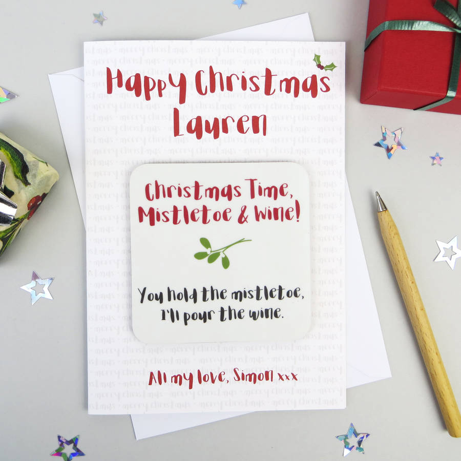 Wine Lovers Christmas Card And Coaster By Wink Design