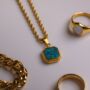 Mens Necklace, Green Opal Gold Plated Steel Pendant, thumbnail 1 of 11