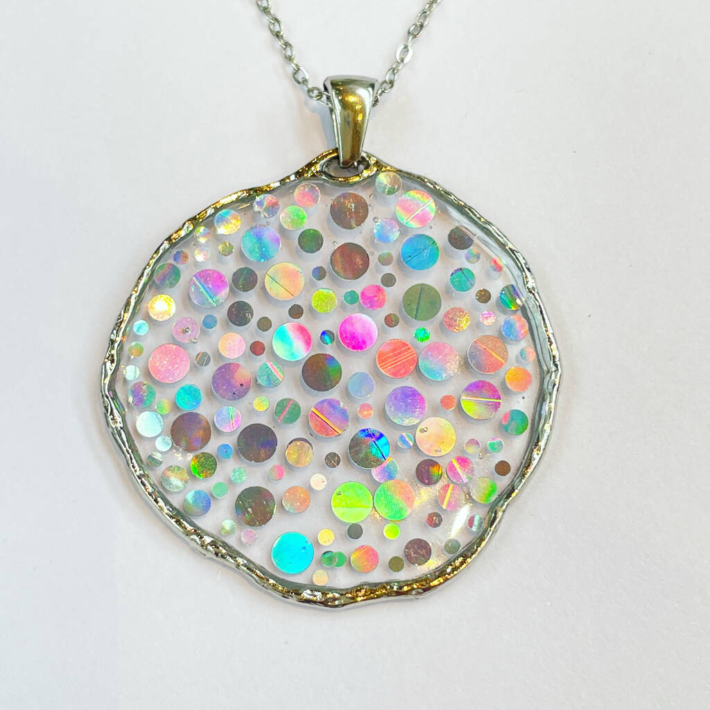 Medium Disco Necklace With Holographic Silver Sparkles, 1 of 12
