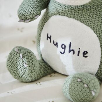 Personalised Green Knitted Dragon Soft Toy, 2 of 5